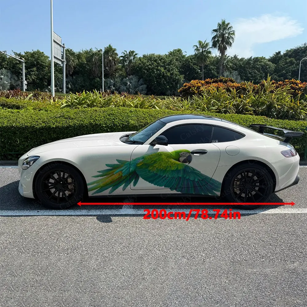 2pcs The Green Parrot Stickers, Self-Adhesive PVC Waterproof & Scratch-Resistant Stickers, Car Accessory Gift