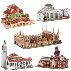 DIY 3D Puzzle University of California Berkeley Cambridge Kids Wooden Toys For Children Harvard Stanford Peking Model Jigsaw