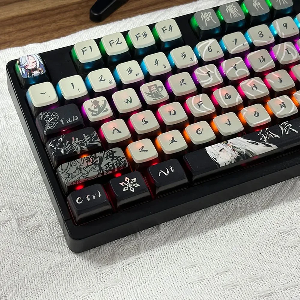 Teclas con temática Genshin Impact, teclas con 125 teclas, PBT, perfil SAX de Anime, tapa de Teclado mecánico para MX, decoración de teclado de juego multifunción