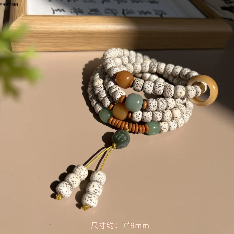 Bodhi 108-Bead Bracelet, Moon Prayer , Buddhist Beads Necklace, Ethnic-Style Souvenir, Of Decorati