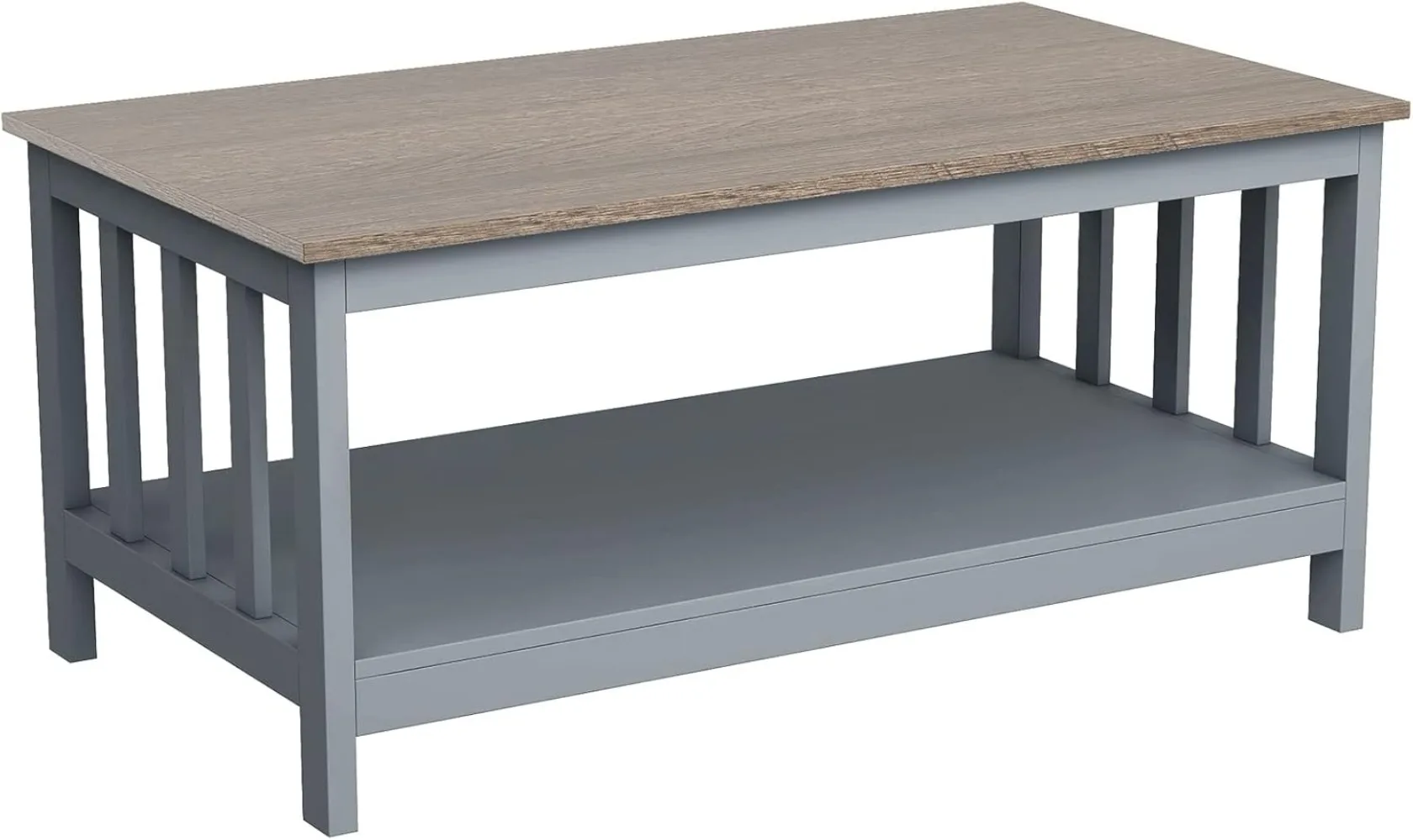 Mesa de centro para salón, mesa de centro gris con estante, 40 pulgadas