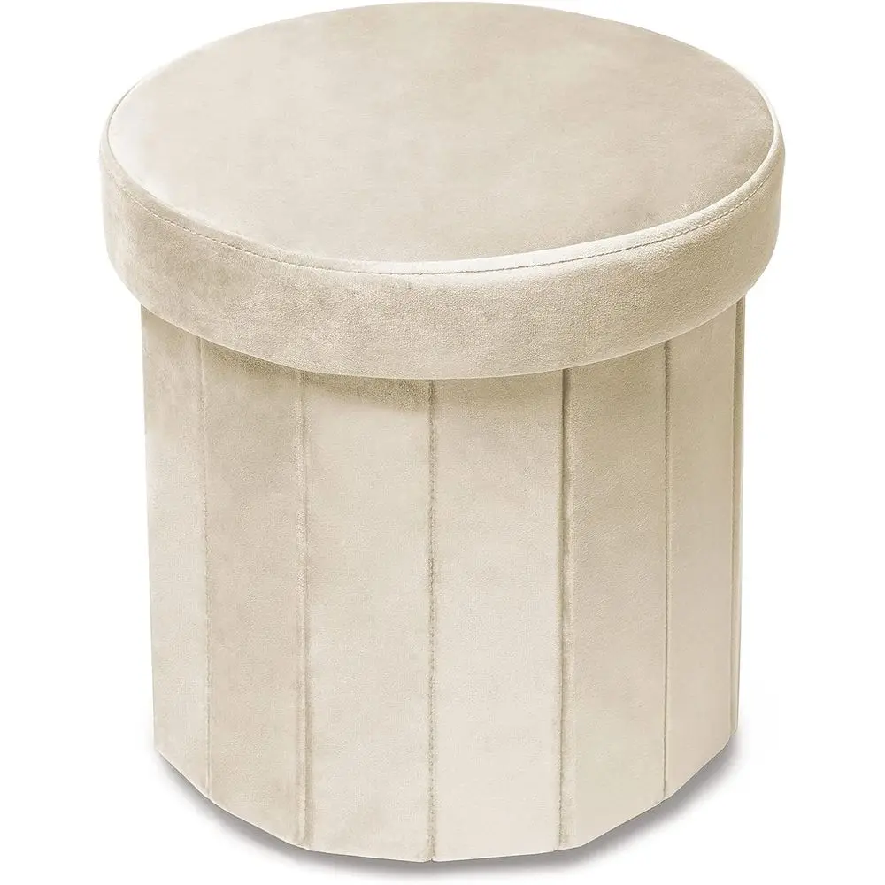 

Круглый пуф-оттоманка для хранения 15 дюймов, велюровый, с мягким сиденьем, для гостиной, спальни, общежития, как ящик для игрушек или подставка для ног