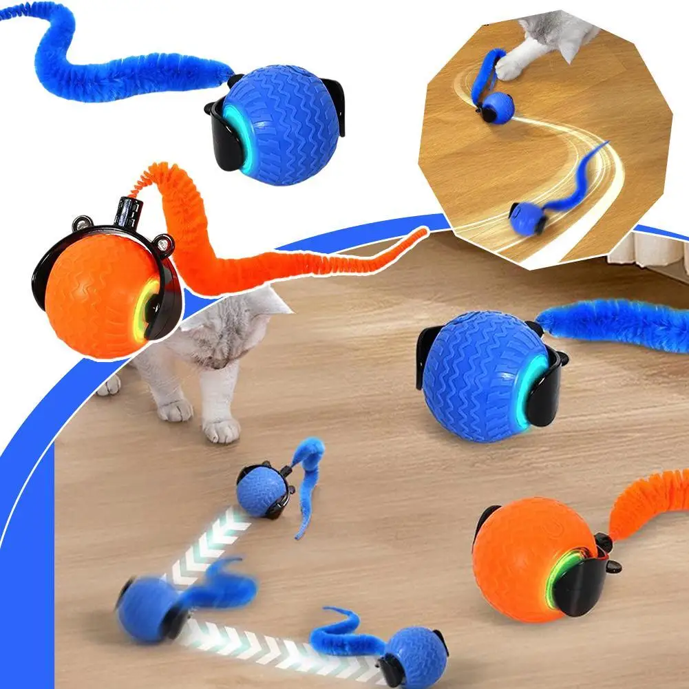 Bola de brinquedo interativa para gatos, super drive com sensor de pássaro, gatinhos para animais de estimação, brinquedo para gatos internos, rolamento rápido no tapete