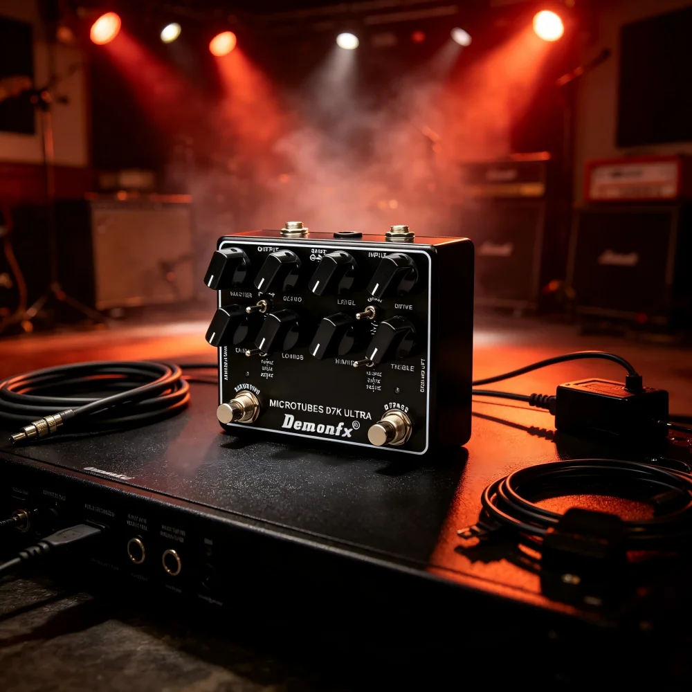 Demonfx D7K Microtubes Ultra Bass Preamp DI Pedal with Master Blend Level EQ Distortion And Bypass Switch for Electric Bass Guit