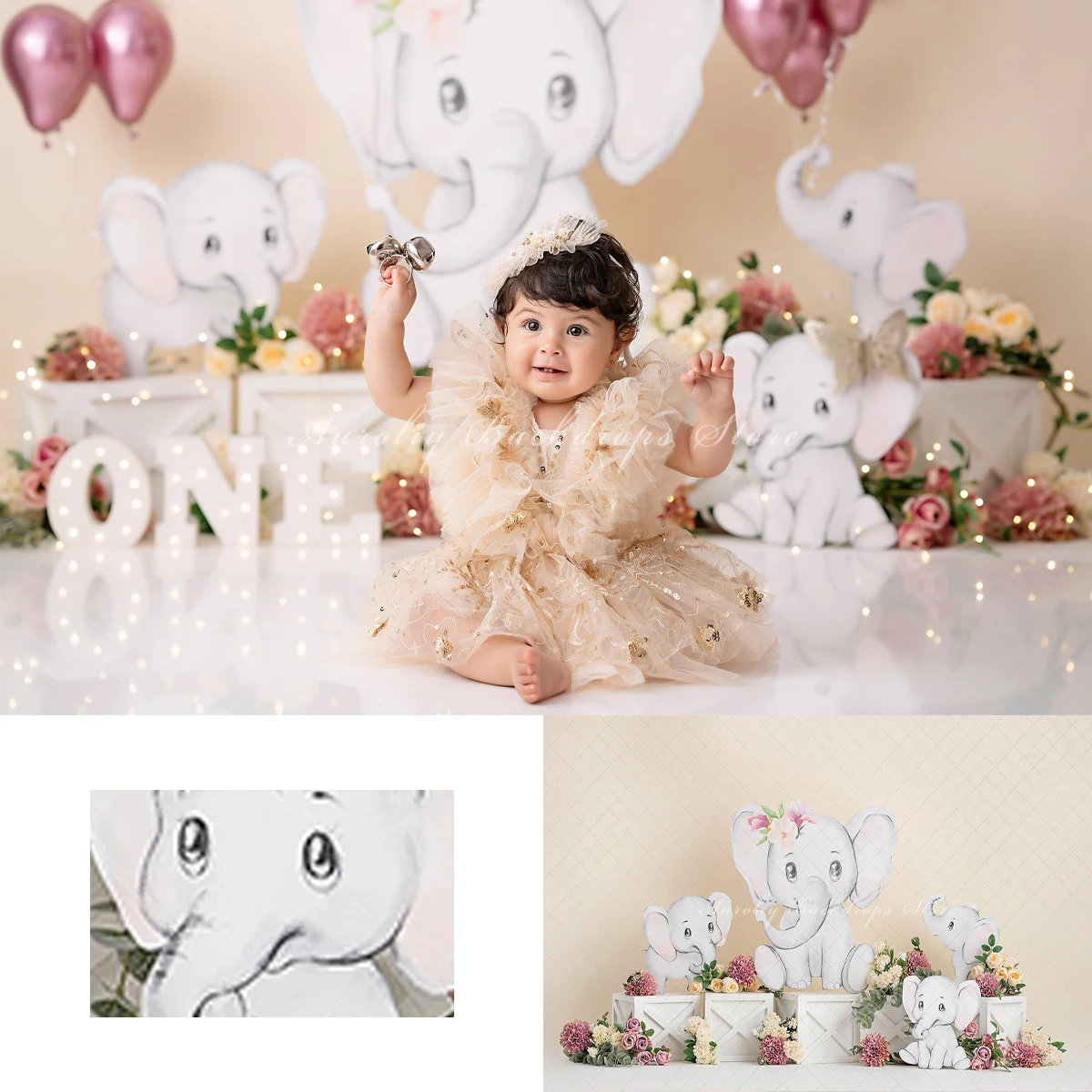 

Elephant Garden Backgrounds Birthday Cake Smash Kids Adult Photography Props Child Baby Decors Photo Backdrops