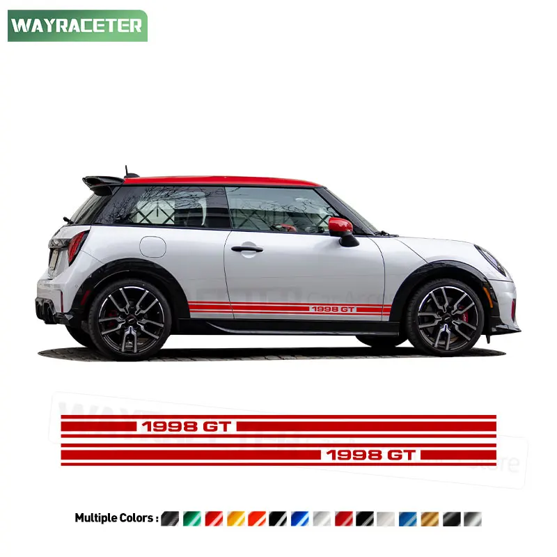 2 Pcs/Set Door Side Stripes Sticker 1998 GT Carbon Fiber Vinyl Decal For MINI Cooper J01 F65 F66 F67 F55 F56 F57 R56 R50 R53