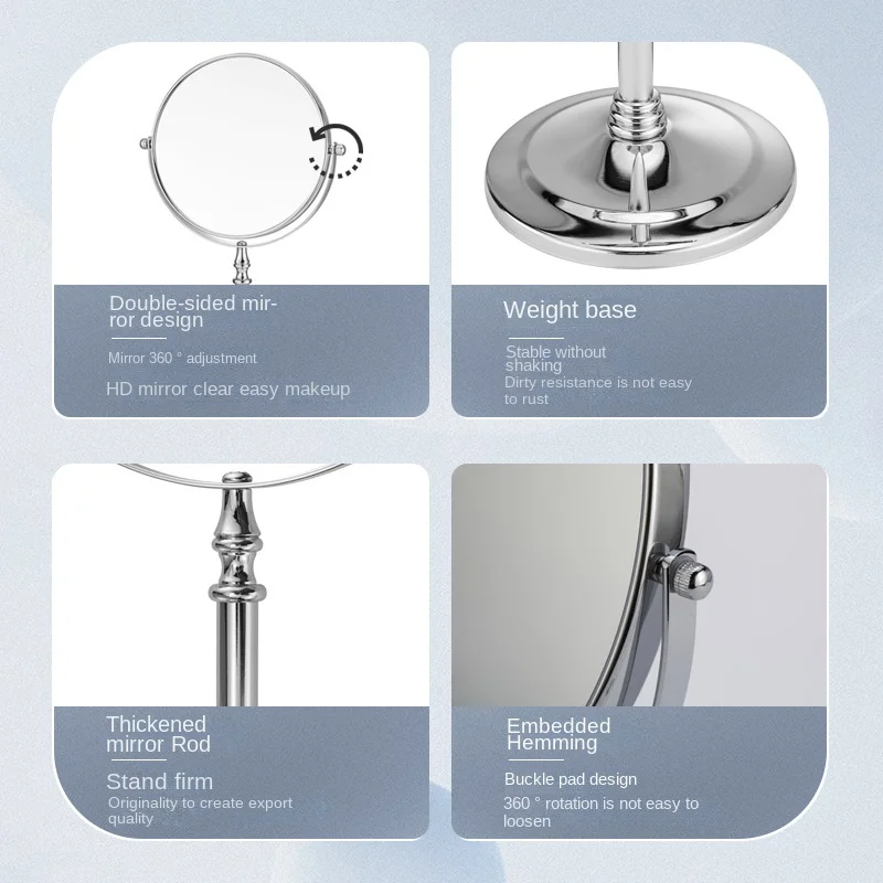 Dual-Sided Magnifying Makeup Mirror 8 Inch - Solid Metal Vanity Mirror  for Bathroom  Bedroom Dresser and Desktop