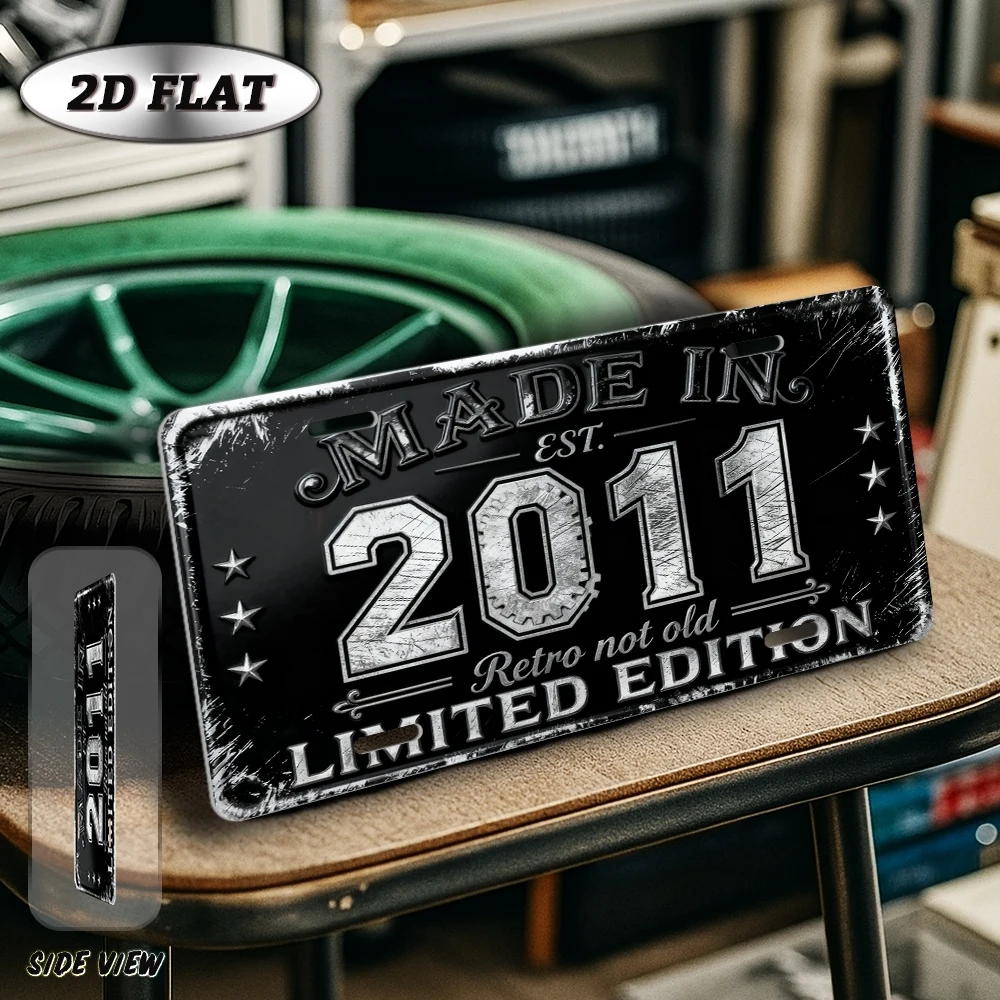 2D Flat - 【2D Flat】 2D Flat - [2D Flat], 2D Plane, 1pc, Vintage Metal Aluminum Decorative Sign (12×6 Inches), Retro Year Decorat
