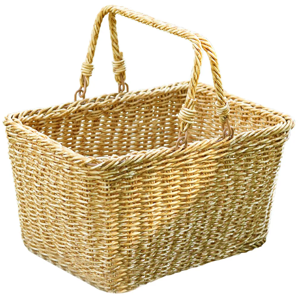 

Portable Shopping Basket 24cm×15cm×22cm Handmade Woven Baskets Fruits Vegetables Storage Decorative Fruit Basket Vegetable Shop
