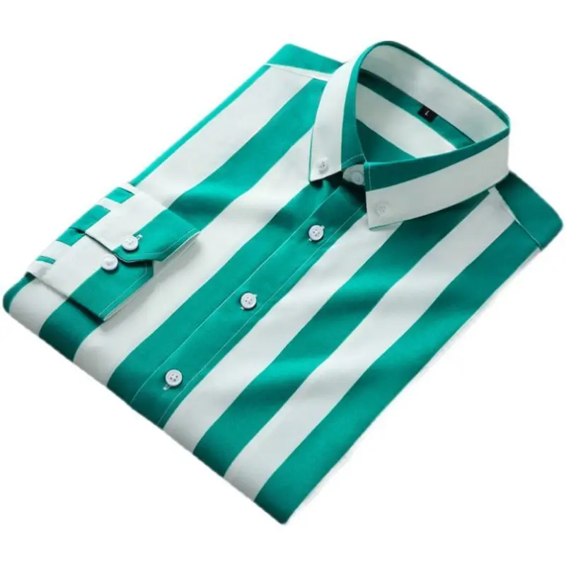 

Clothes For Men Spring and Autumn Striped Shirts Long Sleeve Business Casual Shirt Slim Fit Tops