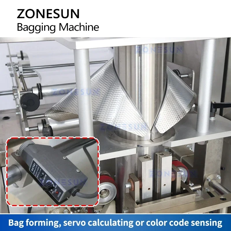 ZONESUN Máquina automática de llenado y sellado de polvo de gránulos, equipo de embalaje de bolsas VFFS ZS-FS420F