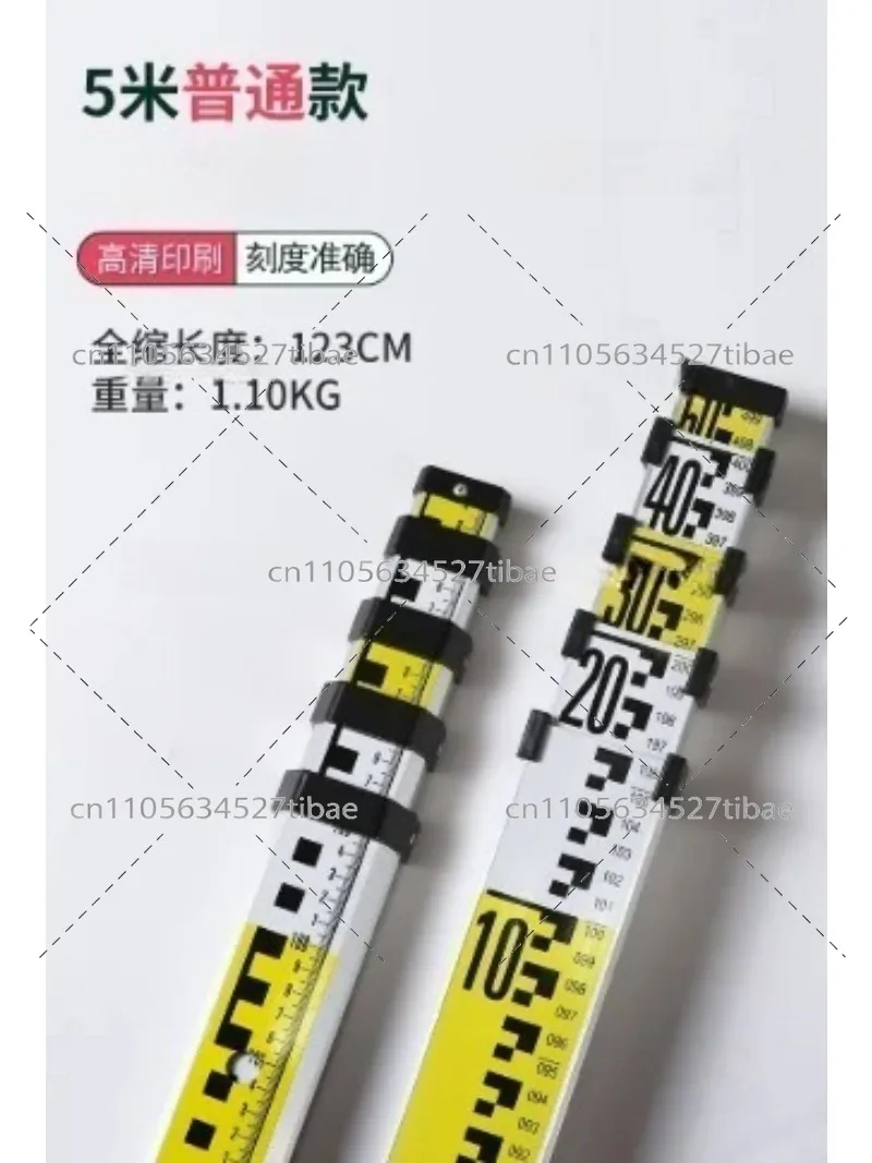 5m Aluminum Alloy Tower Ruler, Telescopic Level & Measuring Pole with Scale, Lightweight and Durable