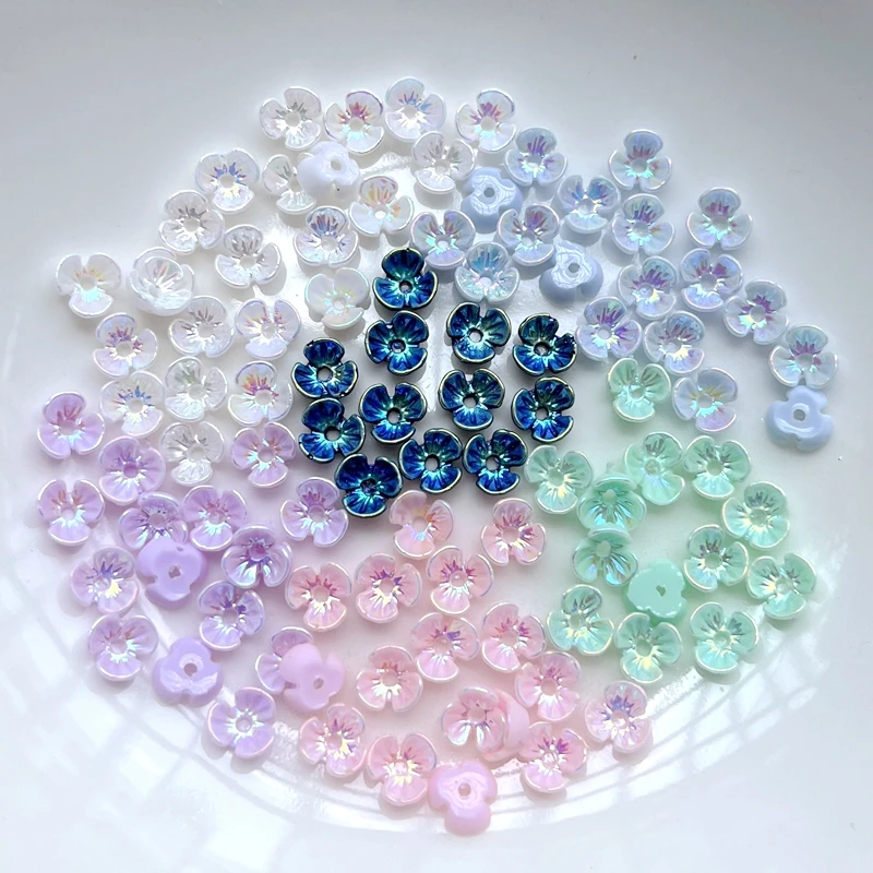 90pcs 6mm resin flower ab earrings with loose spacing beaded caps for fashion Diy jewelry discovery and production accessories