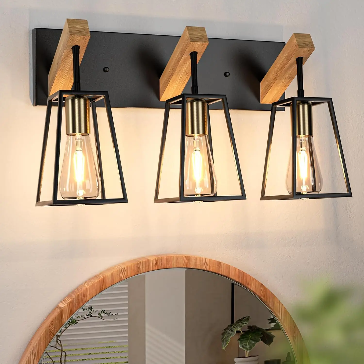 3 Light Bathroom Vanity Light - Wood Bathroom Lighting Fixtures Over Mirror Farmhouse Bathroom Vanity Light Fixtures Metal Cage