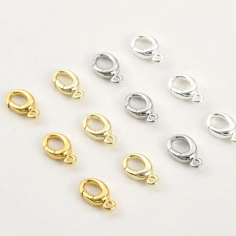 

Copper Plated 14k Gold Color Double Ring Buckle Oval Button Head DIY Handmade Pearl Necklace Bracelet Accessories Material