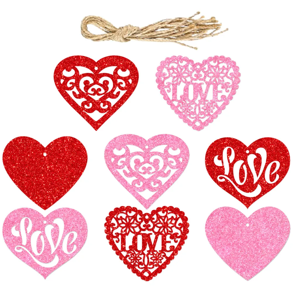 

8 Pieces Shaped Valentines Day Gift Tags naments Gift Wrapping Tags Valentine Hanging Decorative Paper DIY Crafts Party Supplies