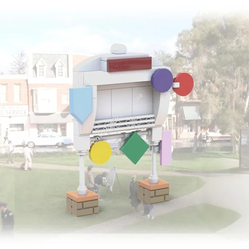 

58 шт. MOC историческая вывеска в центре города, строительные блоки, рождественская STEM, образовательные вдохновляющие, неограниченное количество творчества для семьи, подарок B