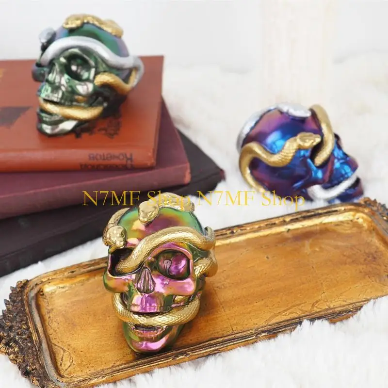 

N7MF Череп для головной змеи силиконовой плесень DIY Кристаллическая эпоксидная смола с двойной змеей зеркал MO