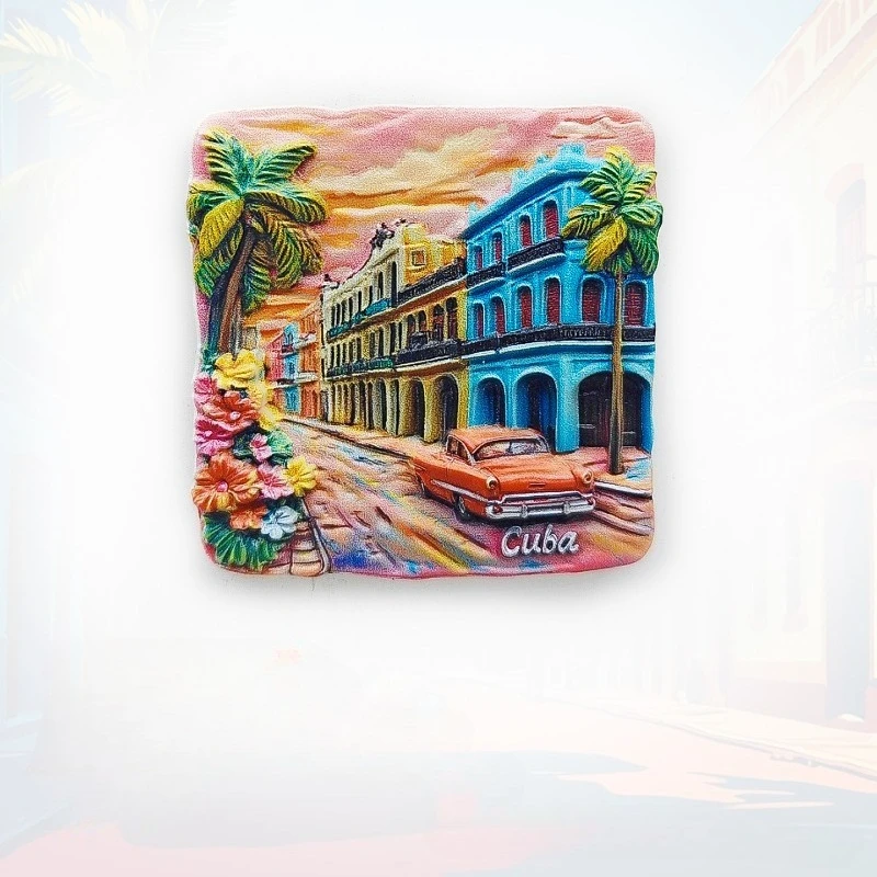 Havana Vintage Car Fridge Magnet - 3D Cuban Landmark Souvenir Retro Classic Auto Decor Unique Caribbean Gift with Strong Magnet
