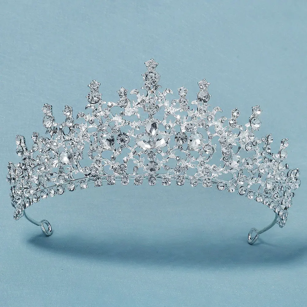 Rhinestone Bridal Tiara Elegant Crown Headdress Sturdy Alloy Material Gorgeous Decorative Headwear for Wedding Bridal Shower