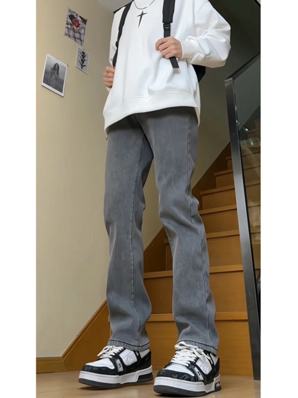 

Мужские джинсы прямого кроя с подкладкой e ey Fce, модные повседневные брюки-трубы от трендового бренда