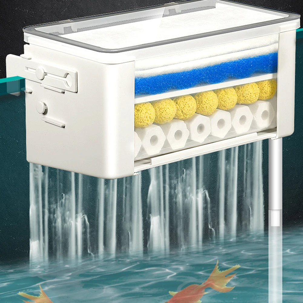 Fishbowl Water Curtain Filter Box With 3-in-1 Upper Filter Low-water-level Water Purifier Dropship