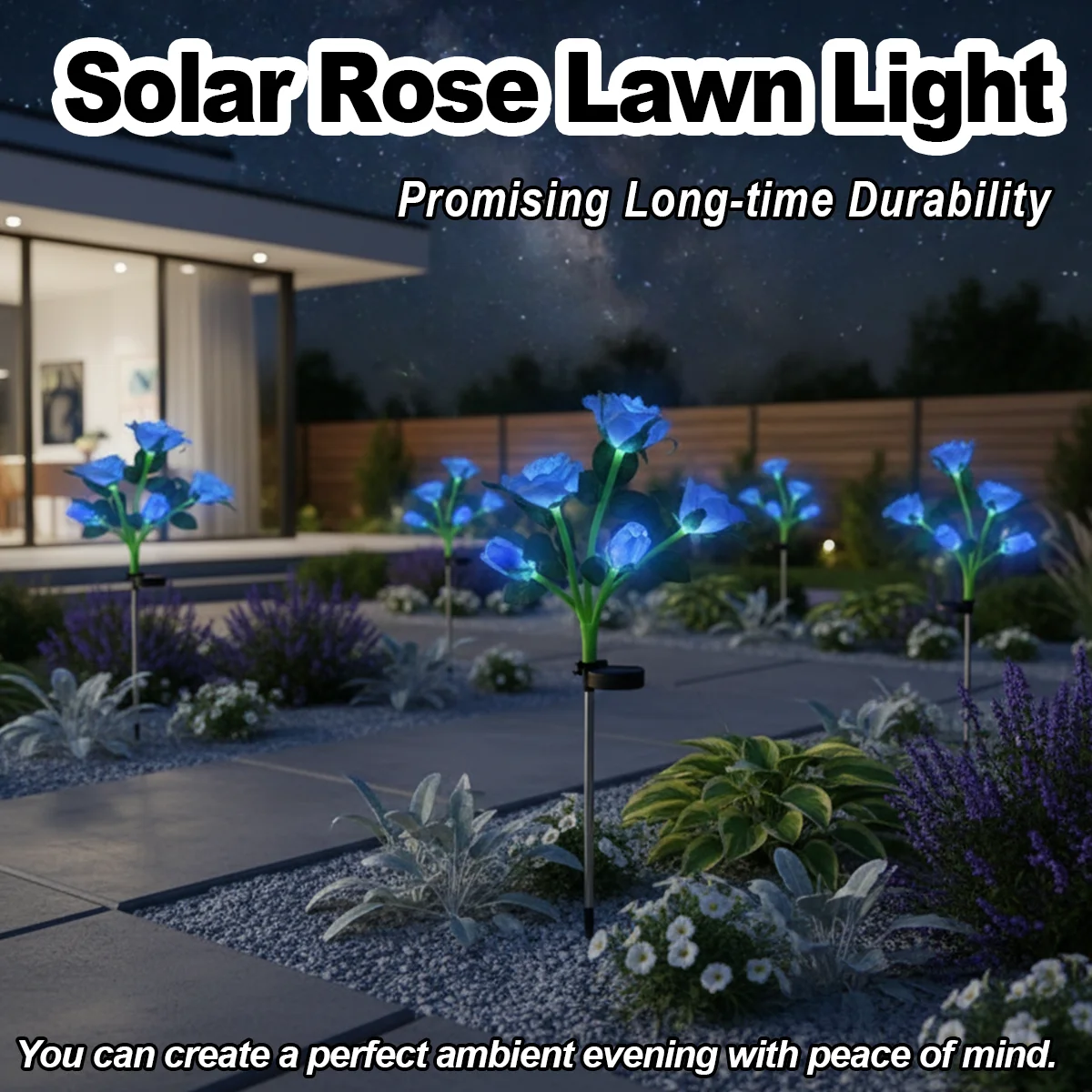 5 Heads Solar Light Led Lawn Fence Yellow Decoration Lights Outdoor Landscape White Garden Pathway Solar Powered Yard Blue Flood