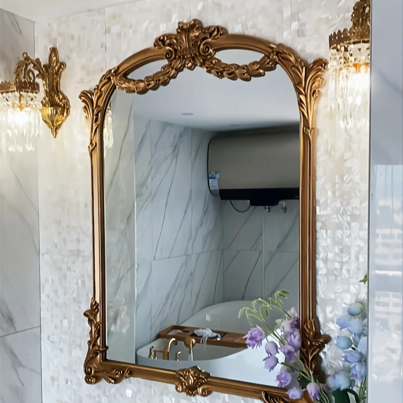 Vintage Wall Decorative Mirror Nordic Bathroom Gold Shower Cosmetic Decorative Mirror Makeup Espelho Grande Decoration Home