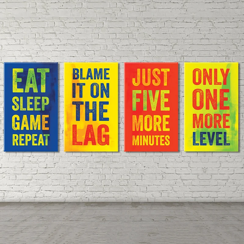 

Gaming Quote Canvas Painting Bright Colors Wall Art Posters and Prints Man Cave Gamer Decor Boys Room Decorative Pictures