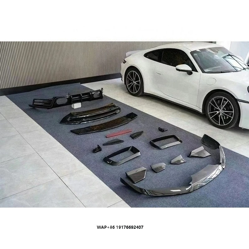Dry Carbon Fiber Body Kit for 2020+ 911 992  B Style Front Lip Side Skirts Spoiler Rear Diffuser