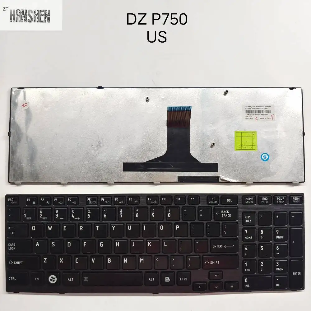 HANSHEN US  Keyboard For Toshiba Satellite Laptop P750 P750D P755 P755D P770 Original SP Black Border