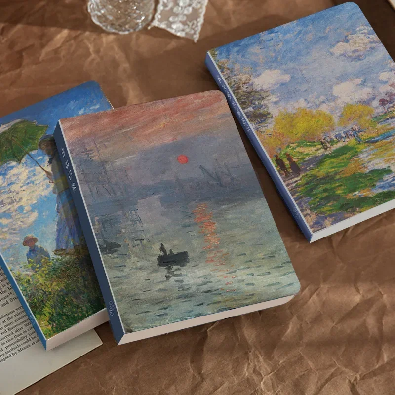 Aesthetic Notebook Famous Painting By Monet Hokusai Blank Inside Journals Diary Planner Student Office School Supplies