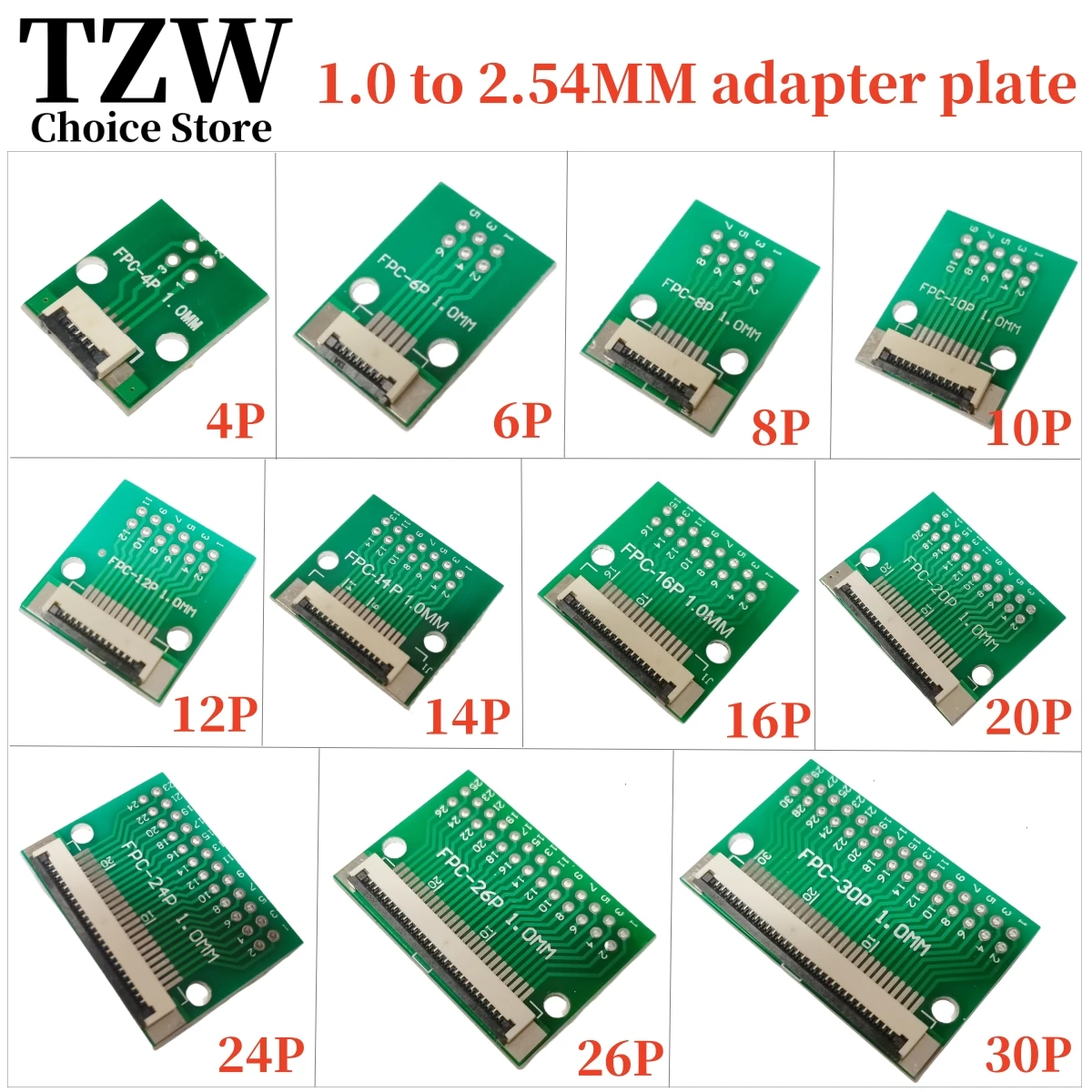 FPC FFC Flexible Cable Adapter Board 1.0mm Pitch Connector SMT to 2.54mm 4/5/6/7/8/9/10/12/14/15/16/18/20/22/24/26/28/30/32/40P