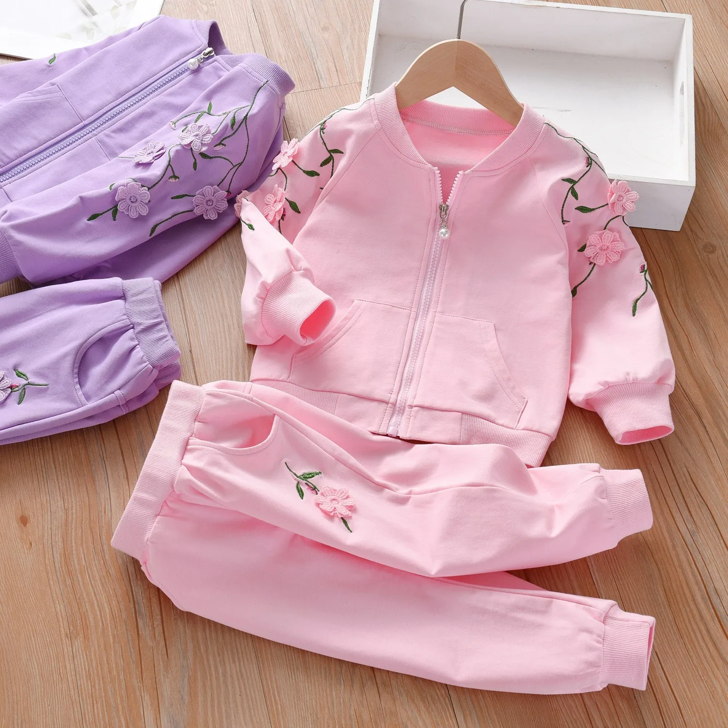 Girls' set fashionable sportswear children's clothing baby spring and autumn outerwear two-piece set