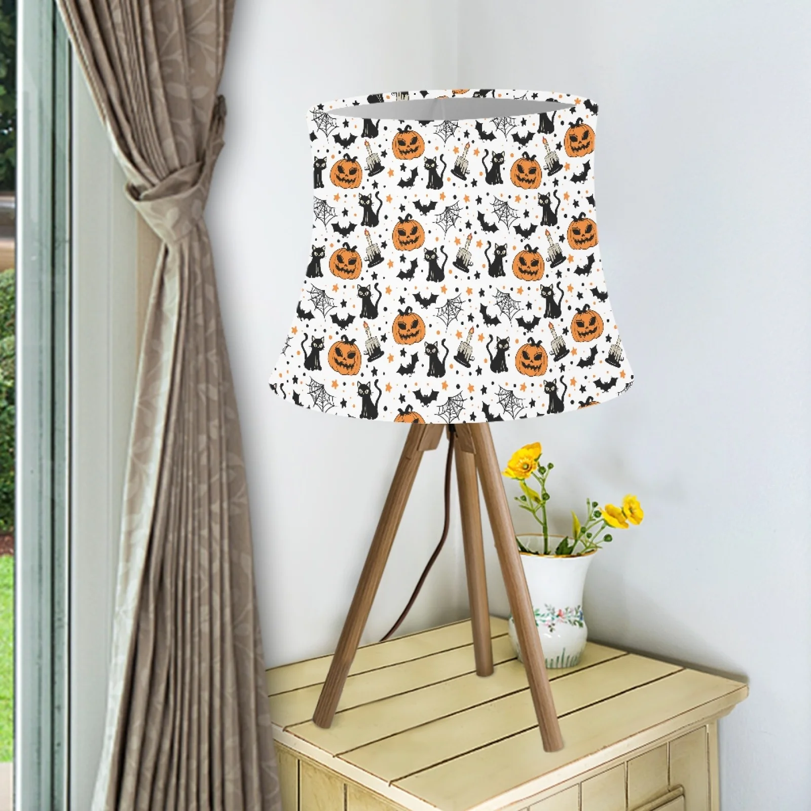 

Halloween Cat Bat Pumpkin PrintLamp Shade Cover Fabric For Table Lamp Lampshade Covers Lampshades For Living Room Stretch Cloth