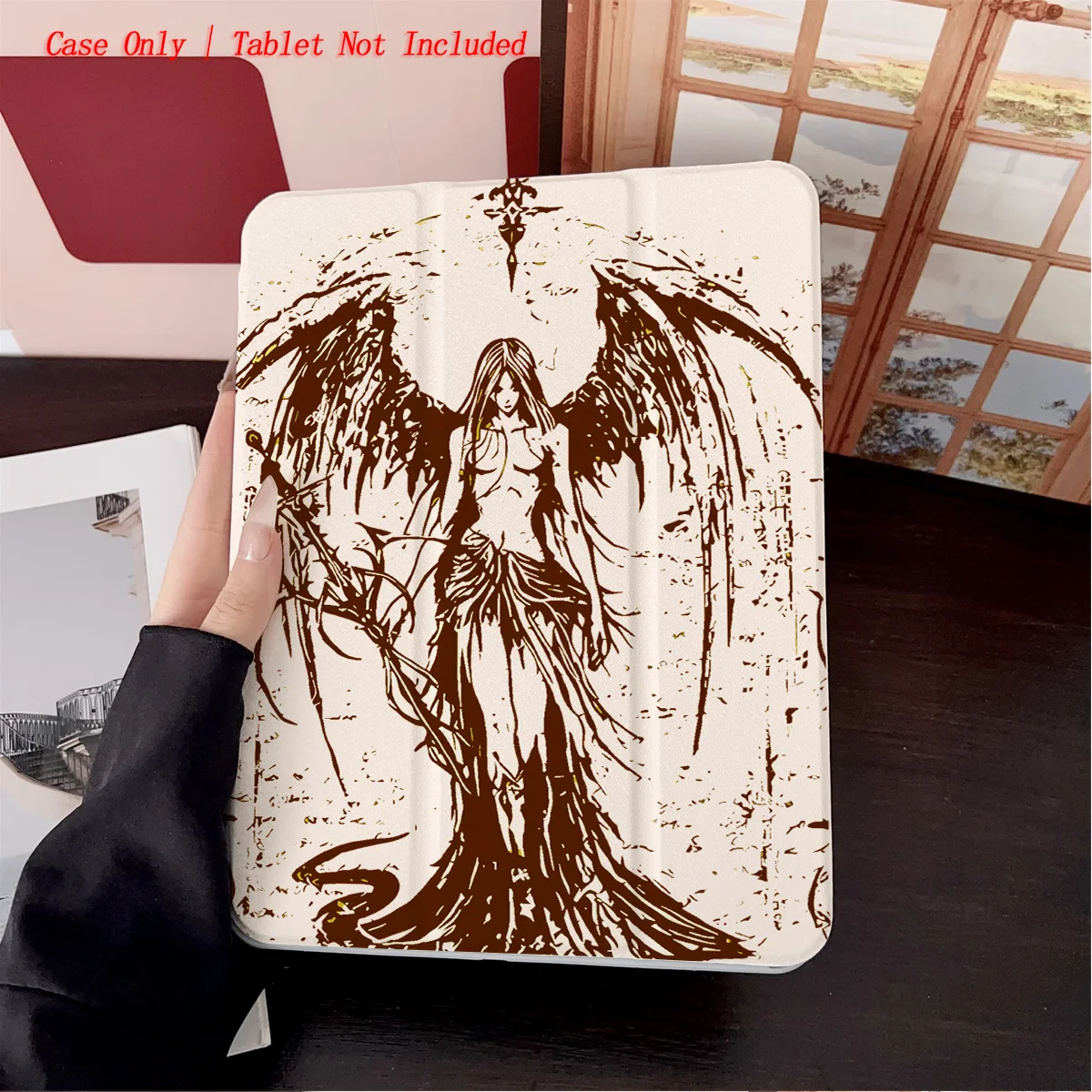 

Коричневый крутой женский чехол для iPad с узором ангела — 360° ° Вращающийся складной чехол для Apple iPad Pro/Air/Mini