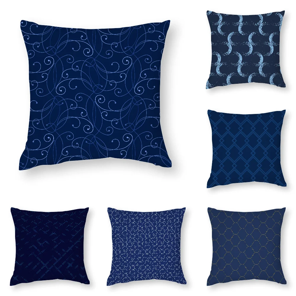 

Navy Elegant Comfort Pattern Pillow Case 3D Print Polyester Fiber 45*45 cm Home Sofa Throw Pillow Cover Decoration Festival Gift