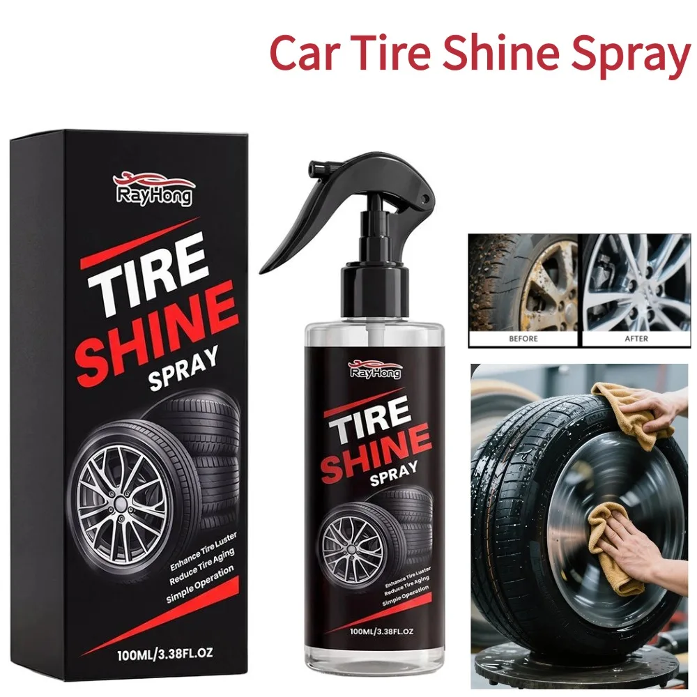 Car Tire Shine Spray and Conditioner Long Lasting Tire Coating Cleaner Car Tire Brightener Spray Extends Tire Service Life