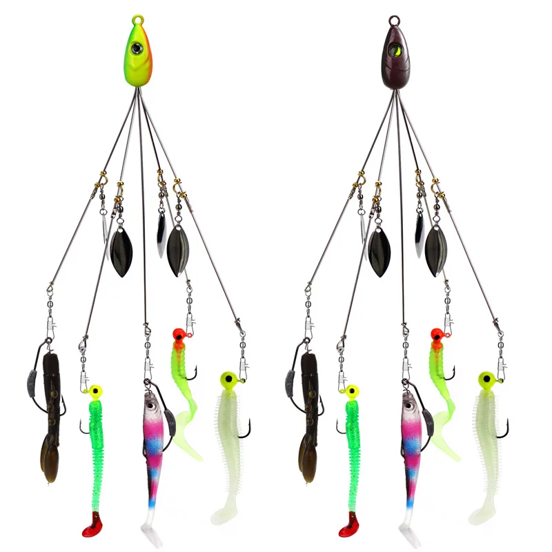 Weihe Fishing Set Suit21.5cm18gGroup Attack Luer Soft Lure Fishing Set Jig Hook Soft Maggots Soft Fish Cross-Border Wholesale