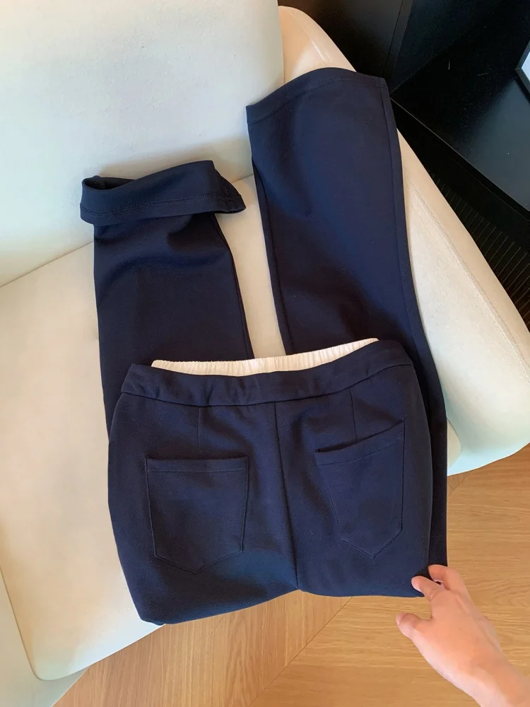 Ele Retro Print Patchwork Double Waist Casual Pants Straight Leg for Men And Women Spring Autumn American Sle Versatile