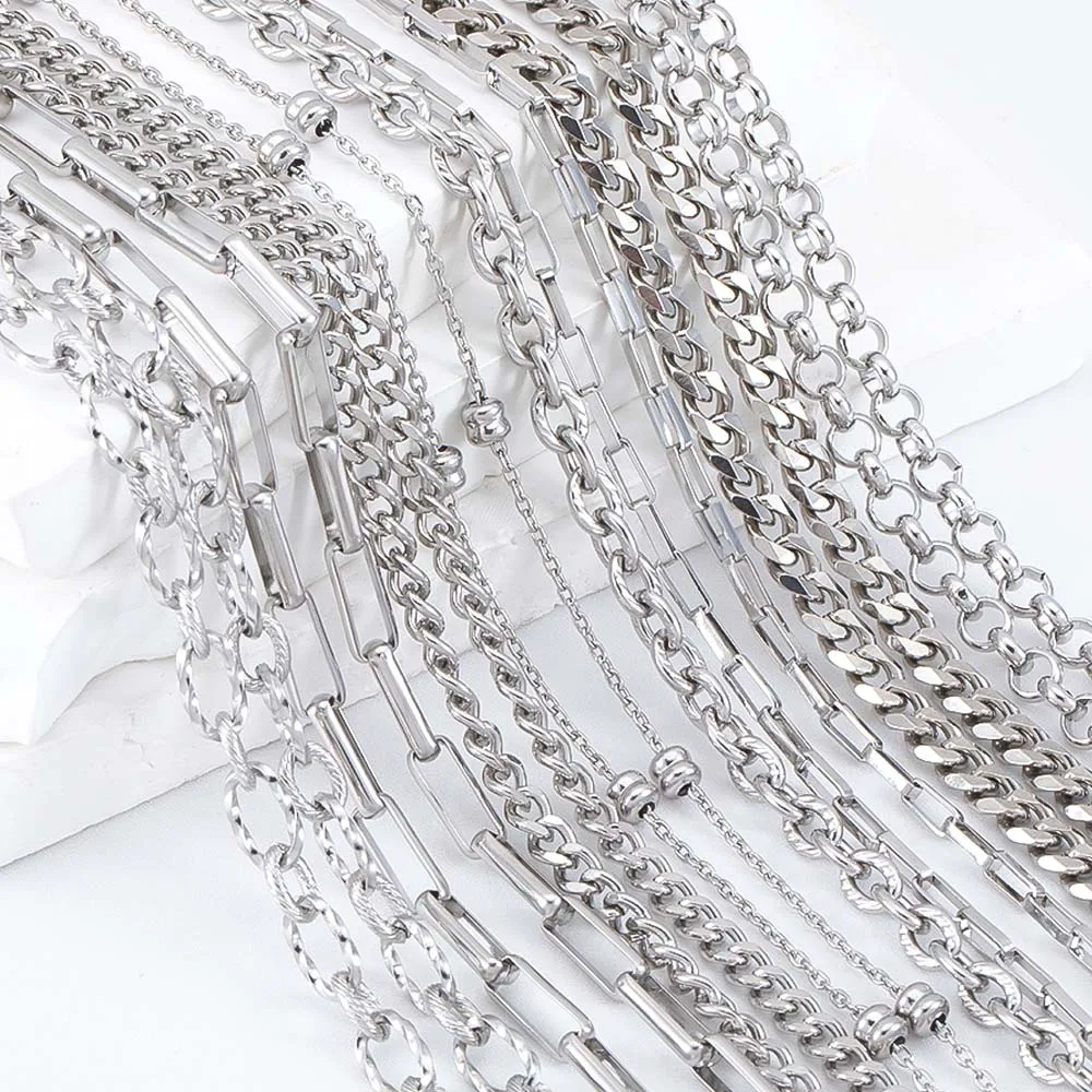 No Fade 2Meters Stainless Steel Link Chains for Jewelry Making DIY Necklace Bracelet Chain Accessories Beaded Chain Wholesale