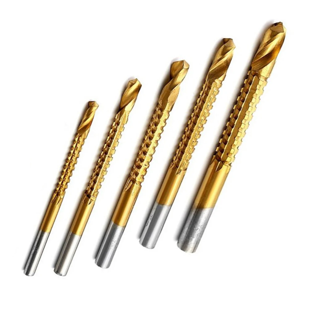 Serrated Drill Bits 5Pcs/Set Effective And Precise Silver + Gold 135° Split Point Design 3/4/5/6/8mm For Metal