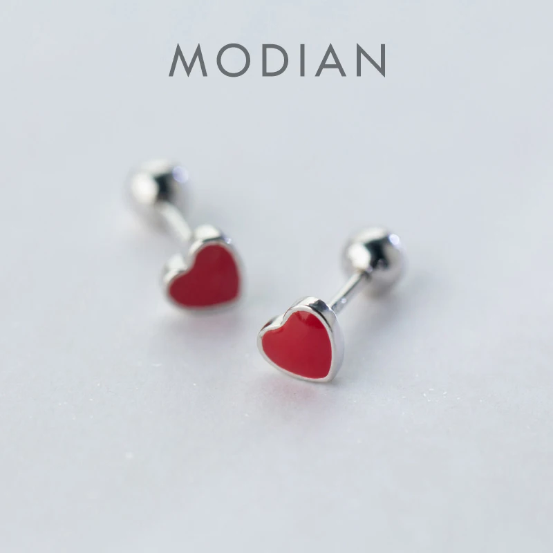 Modian małe śliczne emalia romantyczne serca stadniny kolczyki dla kobiet 925 srebro Fine Jewelry prezenty antyalergiczne szpilki do uszu