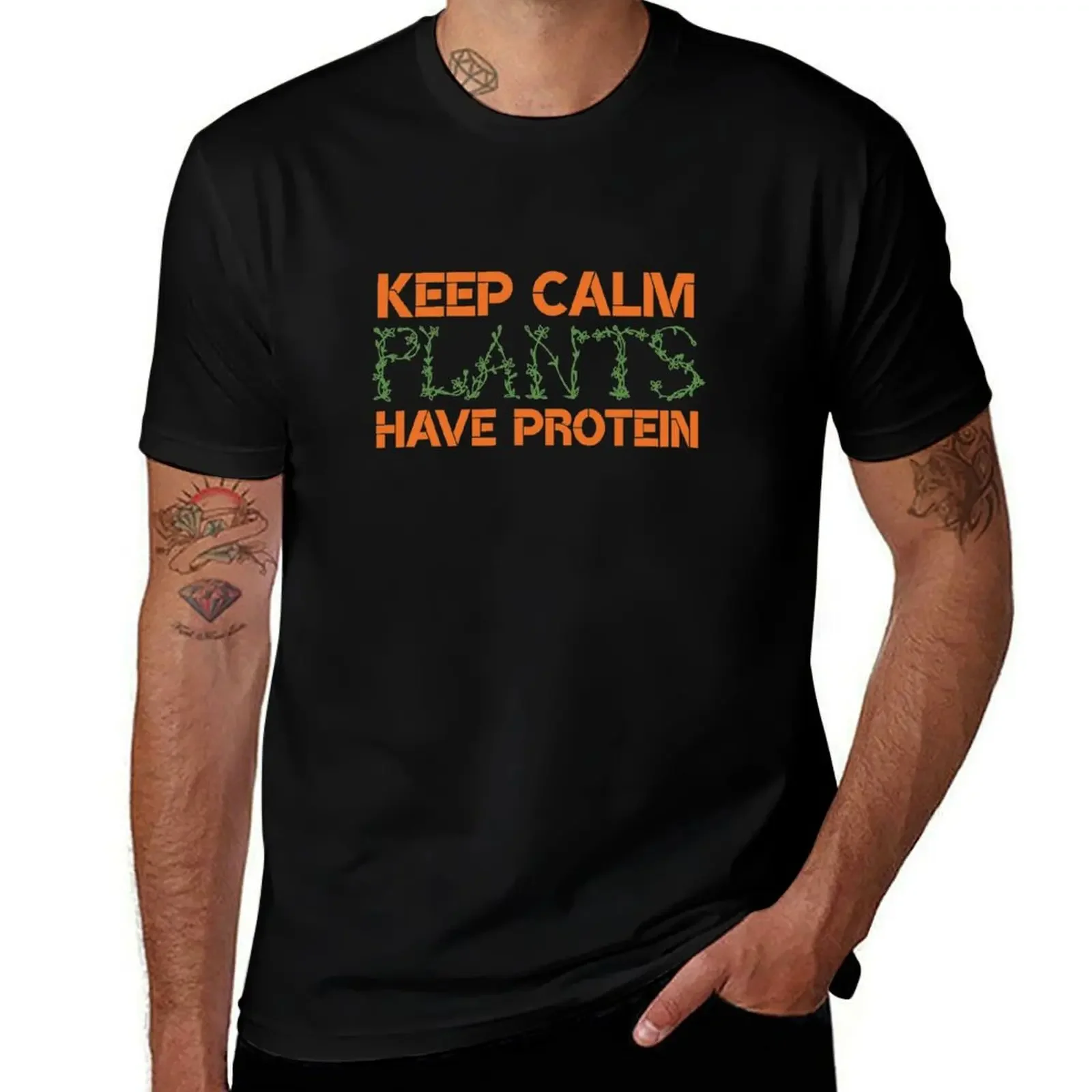 Keep calm plants have protein T-Shirt Luxury man sublime luxury t-shirt street wear luxury clothes men