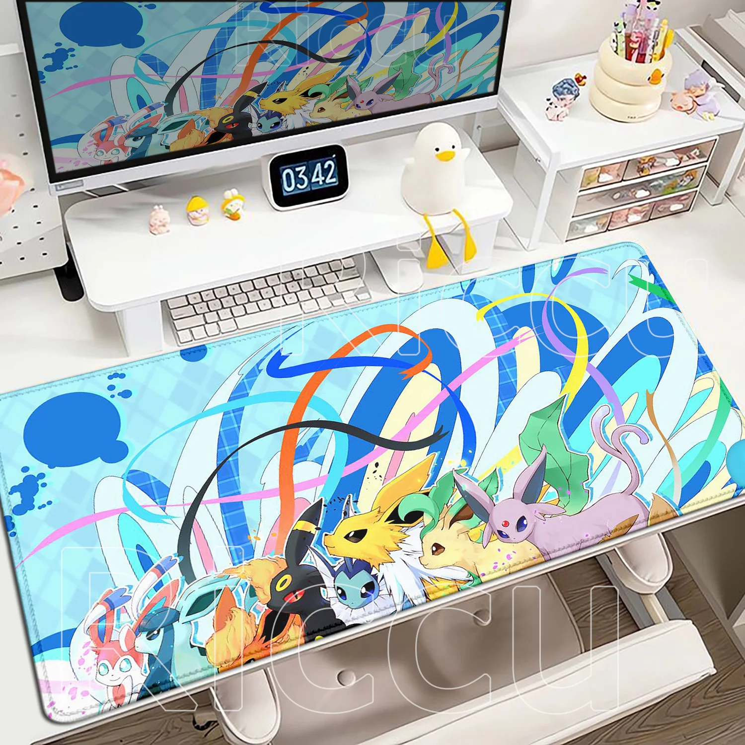 Nowa Kawaii Tapeta E-Eevees Podkładka pod Mysz P-Pokemony Akcesoria Biurowe Gamingowa Podkładka na Biurko Antypoślizgowa Mata Pod Klawiaturę PC HD Anime Mousepad — zdjęcie produktu 2