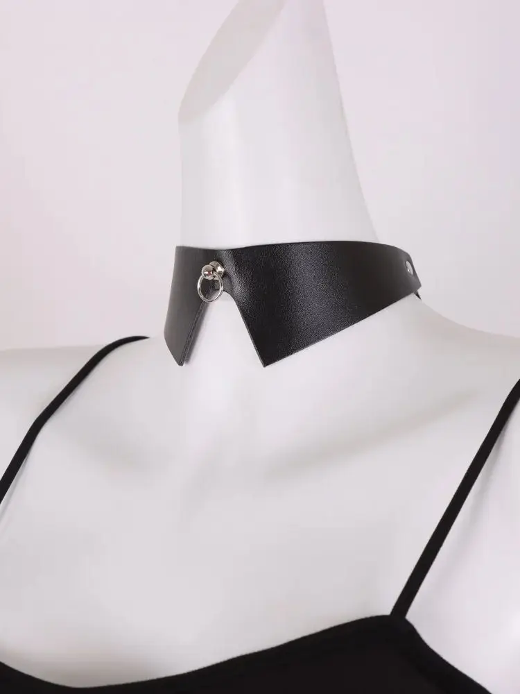 Faux collier en cuir PU foncé, ras du cou Punk Y2K pour femme, collier ras du cou de Style gothique pour fille chaude