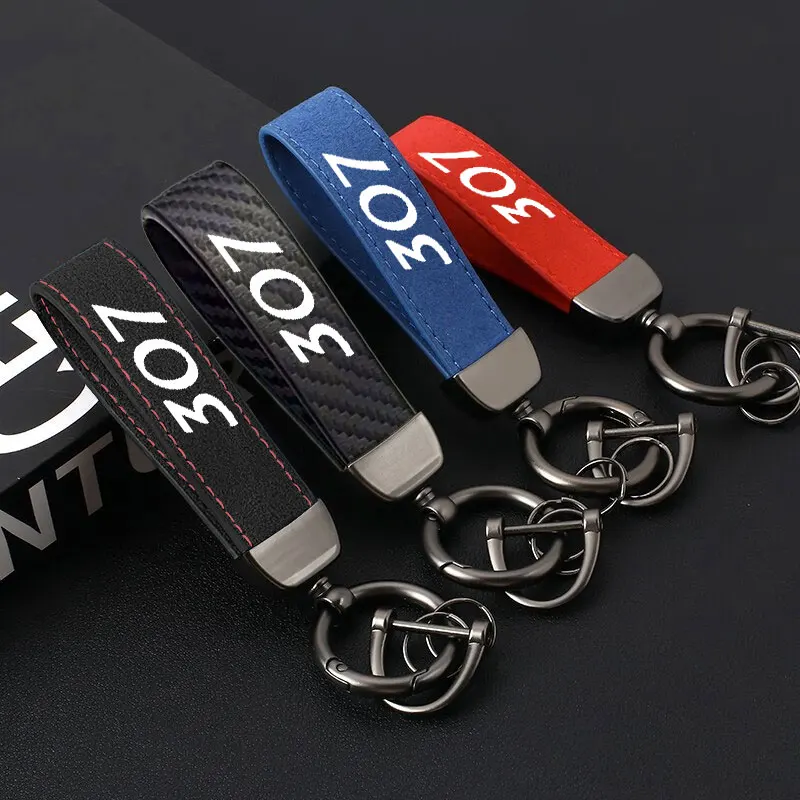 

Suede Lanyard Car Keychain Pendant Creative Wear-resistant Key Loop For Men Women Personalized Gift For Peugeot 307 Accessorie