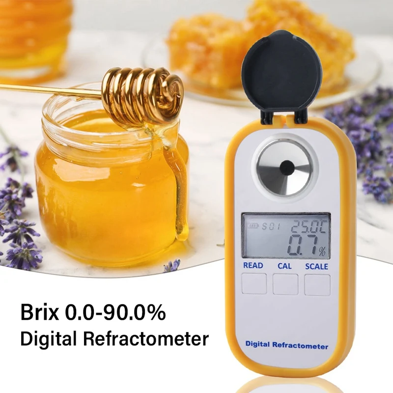 Measurement Instrument DR301 Portable Digital Honey Refractometer 4-In-1 Brix/Water/Be\'/Refractive Tester Digital Refractometer