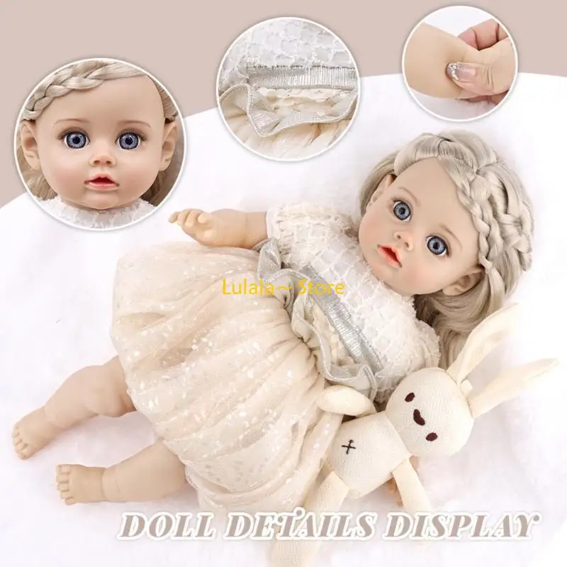 

Y4QA Realistic 14inch Vinyls Newborns Baby Girl Doll Realistic Girl with Dress