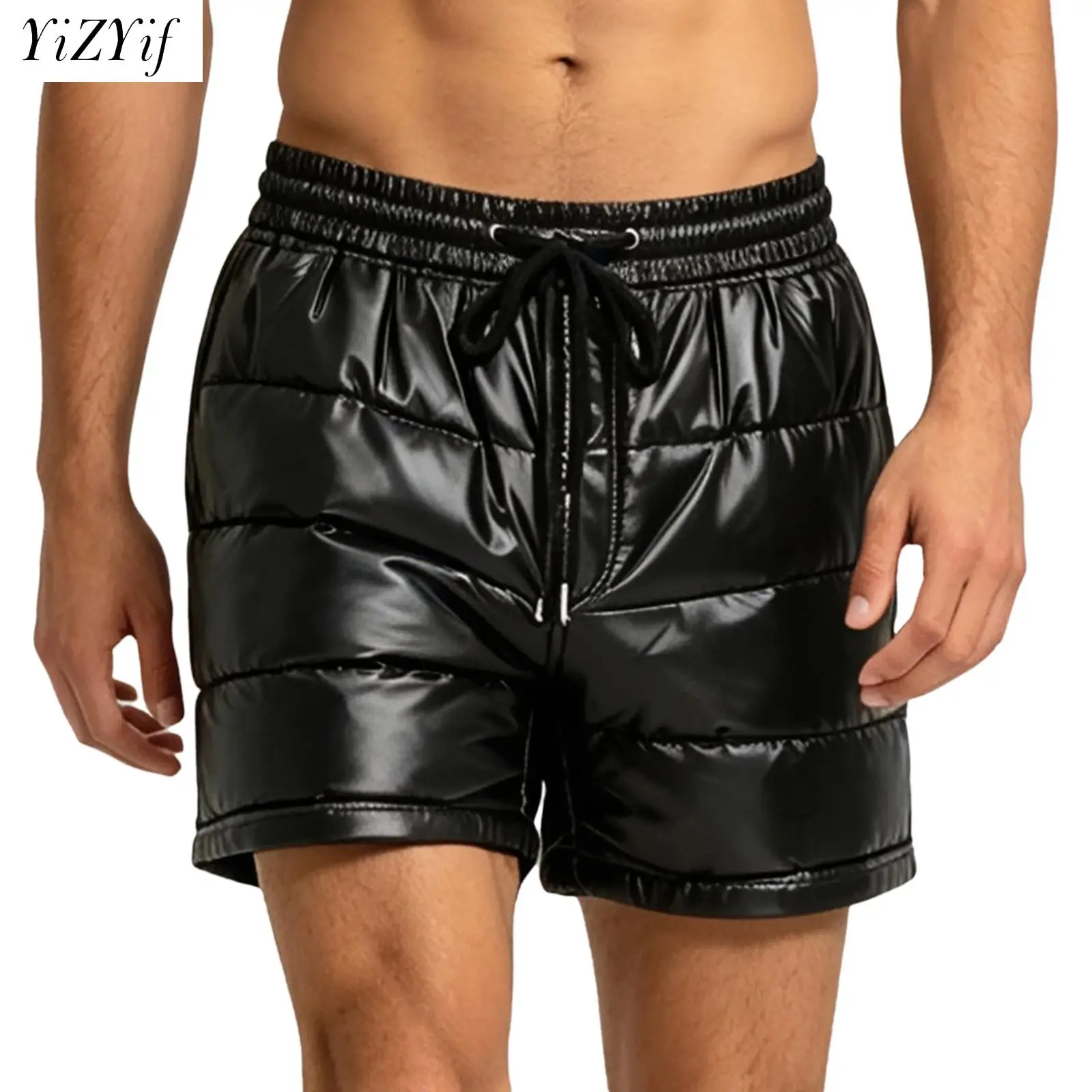 Adults Puffer Boxer Shorts Elastic Waistband Padded Shorts with Pockets Waterproof Leakproof Short Bottoms Workout Fitness Pants